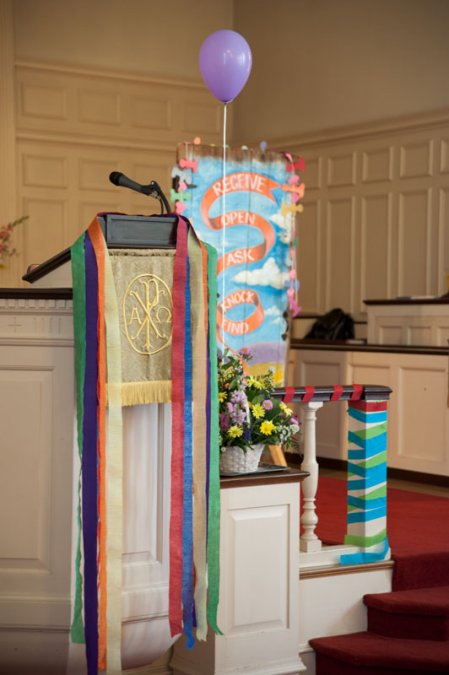 From the Narthex to the Pulpit, the church was brightly decorated