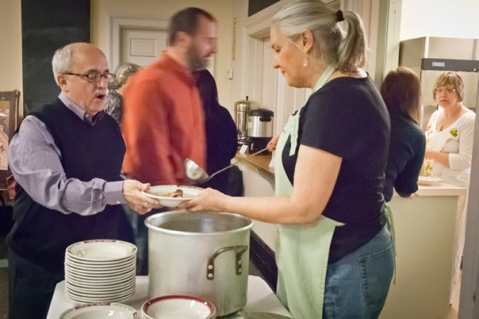 The Cajun-themed meal began with a savory soup.