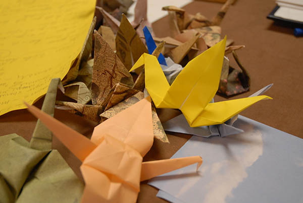 a gift of paper cranes